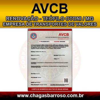AVCB - RENOVAÇÃO - TEÓFILO OTONI - MG EMPRESA DE TRANSPORTES DE VALORES